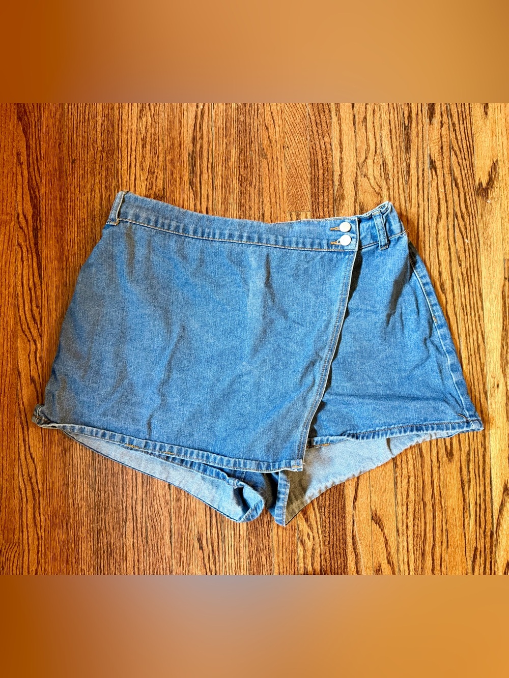 SHEIN Light Blue Denim Wrap Skort